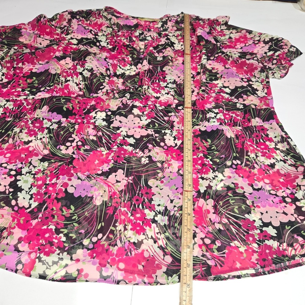 Agenda Womens‎ Size 24 Sheer Tunic Blouse Floral Romantic Resort Vacation Artsy - Picture 5 of 9